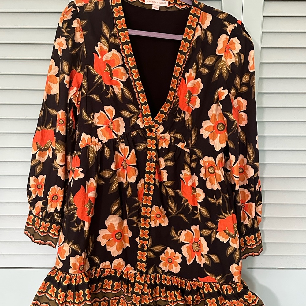Chelsea & Violet floral Dress with Orange and Black Pattern